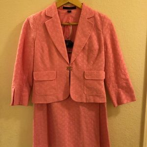 Express Pink Eyelet Jacket and Skirt Suit Set